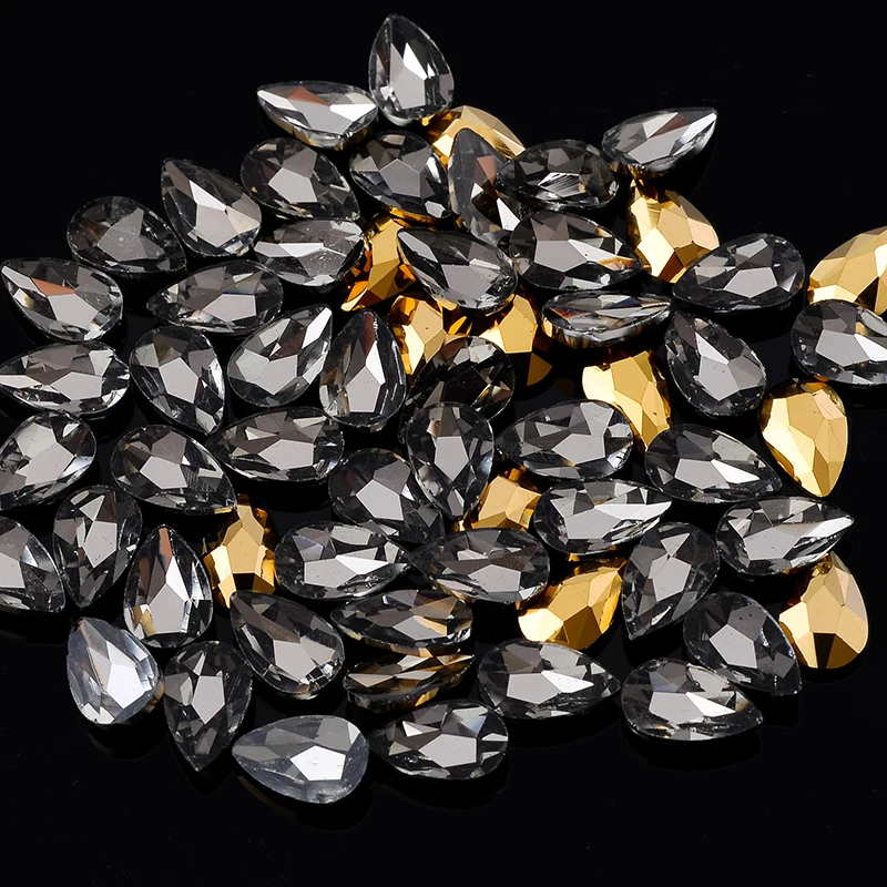20Pcs Tear Drop 5.5x8mm New Sparking Colors 20pcs/Pack Rhinestone Crystal Flat Marquise Stones For 3D Nail Art Salon Decoration