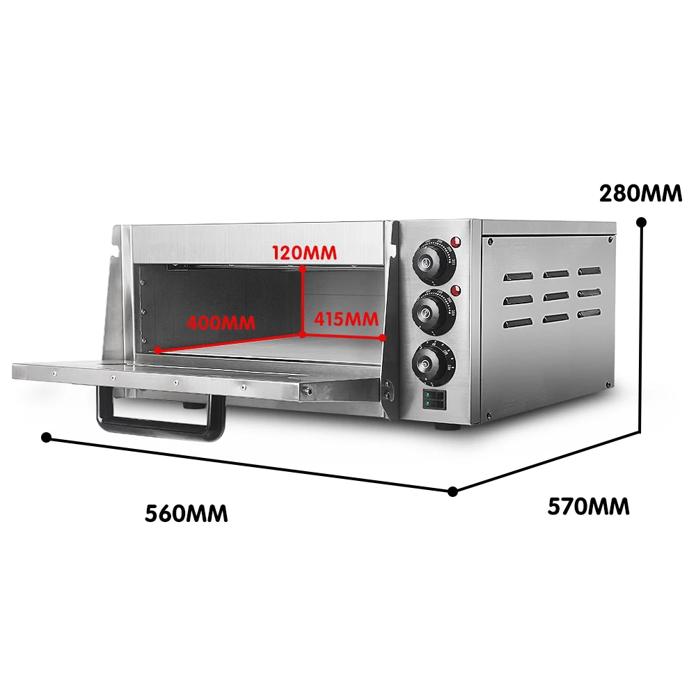 ITOP Electric Pizza Oven 2KW Commercial Single Layer Professional Baking Oven Machine Toaster With Timer Bread Maker