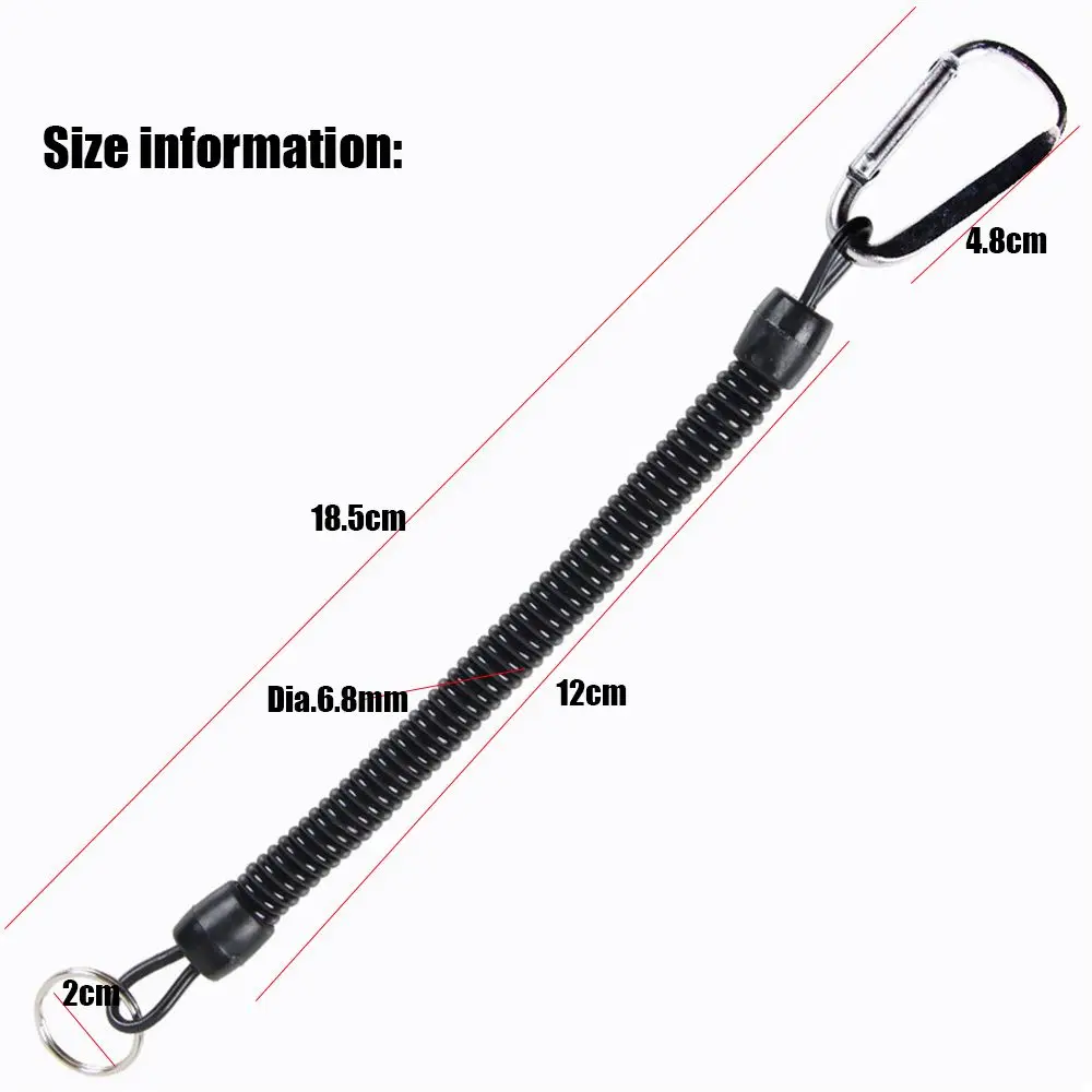 Gear Tool Plastic Retractable Tether Spring Elastic Rope Camping Carabiner Portable Fishing Lanyards Anti-lost Phone Keychain