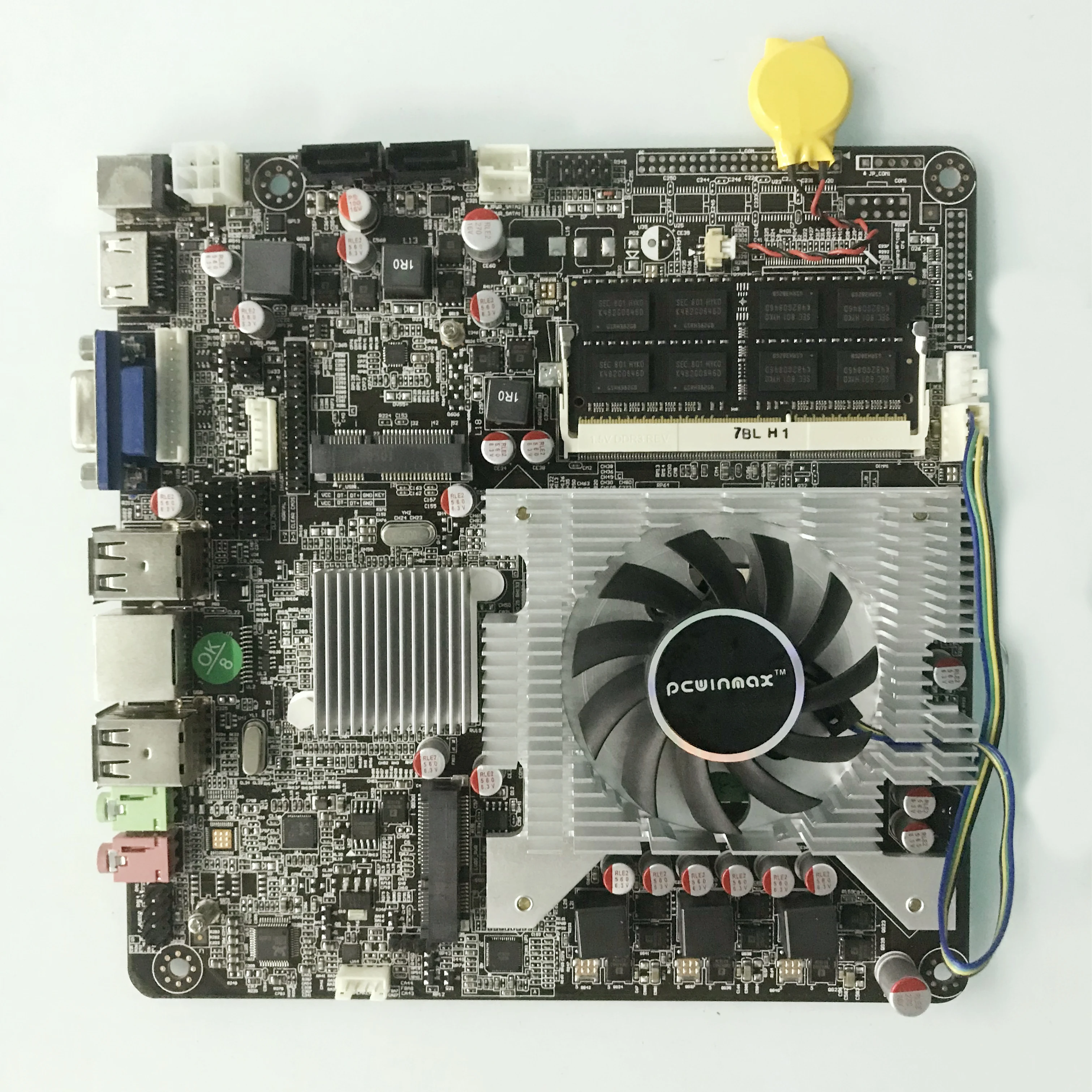 

PCWINMAX the Kit of Motherboard .PGA989 HM65 Mini ITX Mainrboard with CPU i3-2XX0 M .RAM DDR3 4G , FAN.