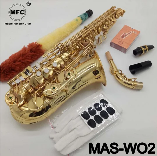 

Music Fancier Club Alto Saxophone MAS-WO2 Gold Lacquer With Case Sax Alto Mouthpiece Ligature Reeds Neck Musical Instrument