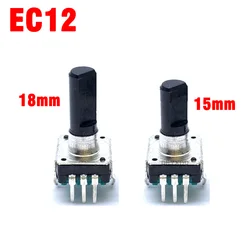 2pcs EC12 Car Audio Encoder With Switch 24 Positioning Number Pulse Shaft Length 18MM 15MM Digital Potentiometer 5 Feet