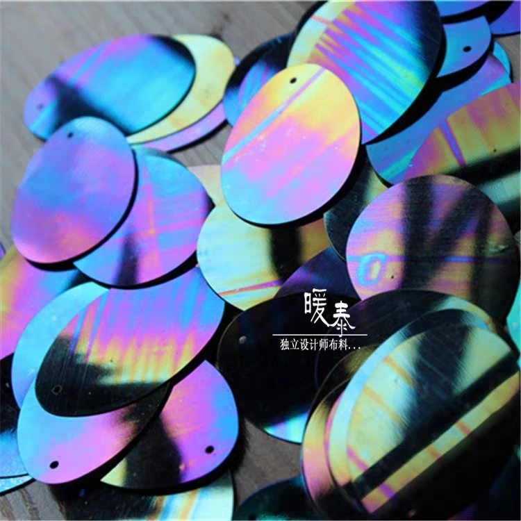 Iridescent Reflective Oval Sequins DIY Sewing Accessories Wedding Dress Craft Kids Dance Decor Designer Accessorie Fabric