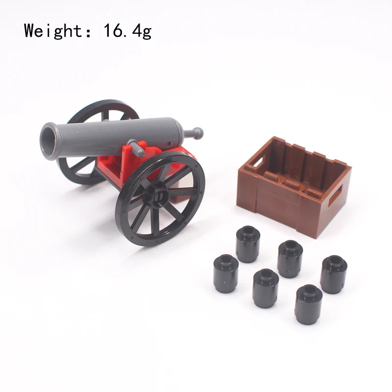 MOC Military Accessories Building Blocks Medieval Soldiers Figures Weapons Parts Blocks Pirate Boat Cannon Model Blocks Bricks