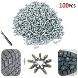 100 Pcs Stud Screw 9mm or 12mm + 1 Pc Drill Sleeve Auto Car SUV ATV Anti-Slip Screw Stud Wheel Tyre Snow Tire Spikes Trim