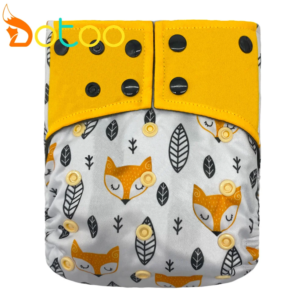 

Dotoo Leaves And Fox Print Washable Reusable Cloth Diaper Adjustable Bamboo Charcoal For 3-15KG Baby Diaper