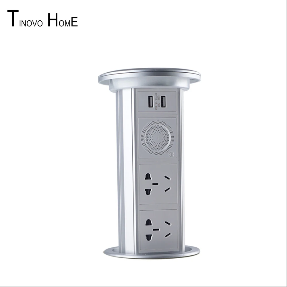 

Desk Wireless And Usb Charge Power Outlet/ Universal Five Holes Manual Pull Up Tabletop Socket/ Bluetooth Speaker Plug Wire HOME