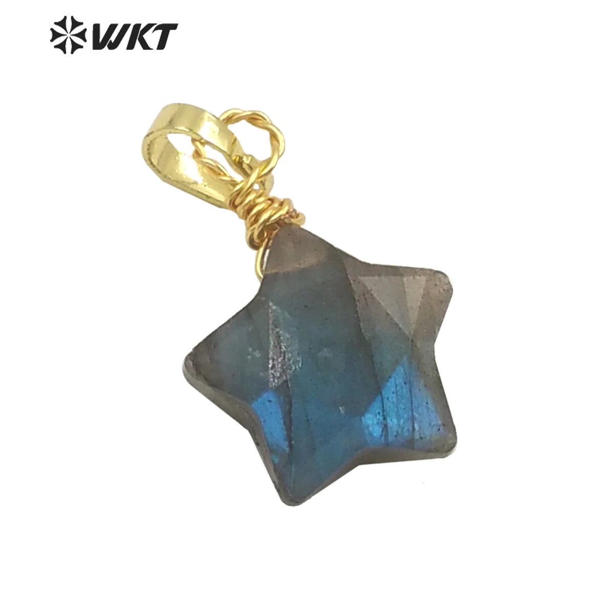 

WT-P1704 Amazing Gold Handmade Wire Wrapped Labradorite Stone Pendant Lady Chic Tiny Made Star Charms For Necklace