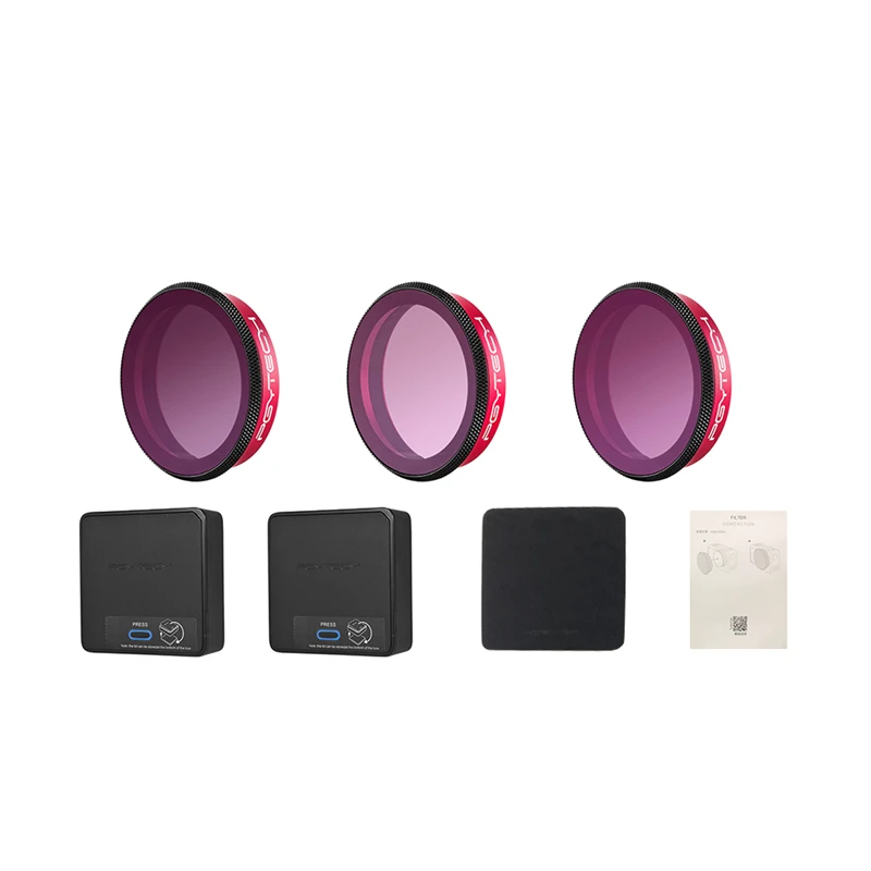 PGYTECH-Juego de filtros de gradiente de lente profesional, Kit de 3 piezas (ND8-GR ND16-4), filtro de lente de cámara de protección con paño de limpieza