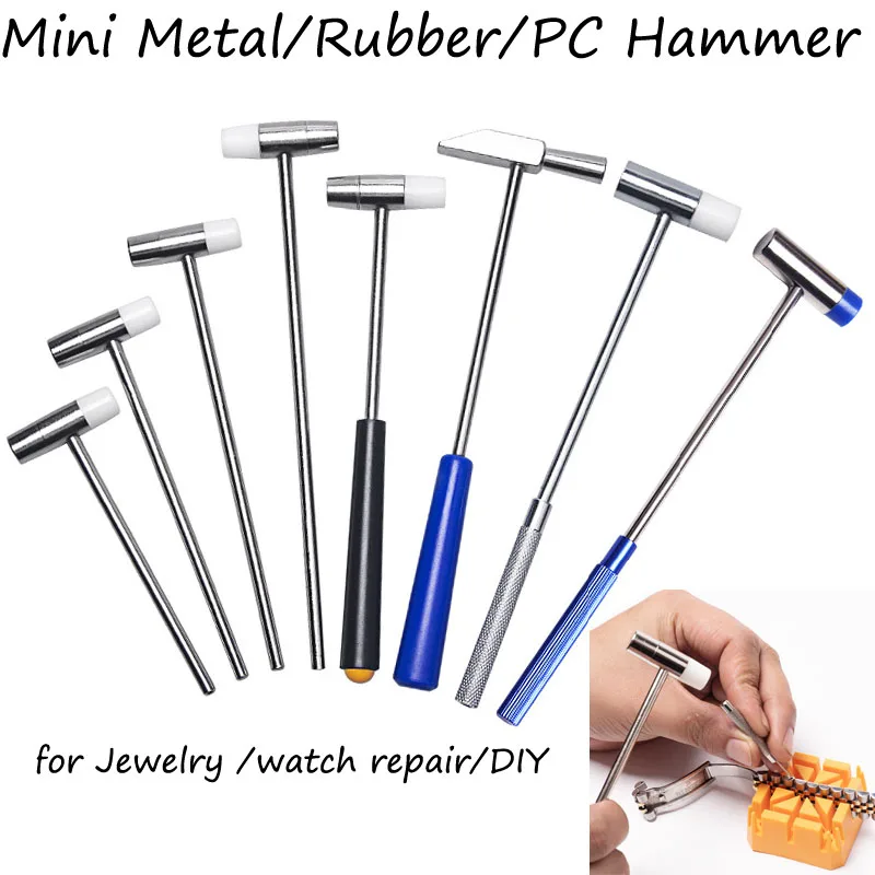 Solid Metal Mini Function Hammer Watch Repair Jewelry Craft DIY Tool PC Silicone Tool Small Double Faced Woodworking Pestle