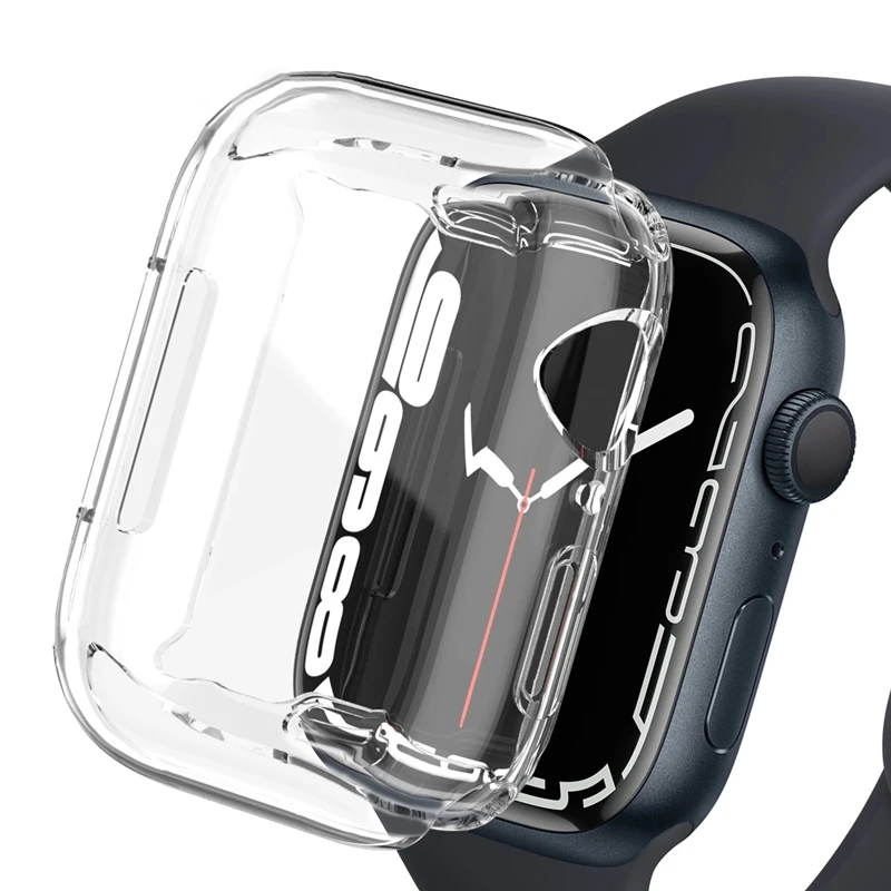 Protective Cover for Apple Watch Case 8 7 6 SE 5 41MM 45MM 44MM 40MM Soft Clear TPU Screen Protector for IWatch 4 3 2 38MM 42MM
