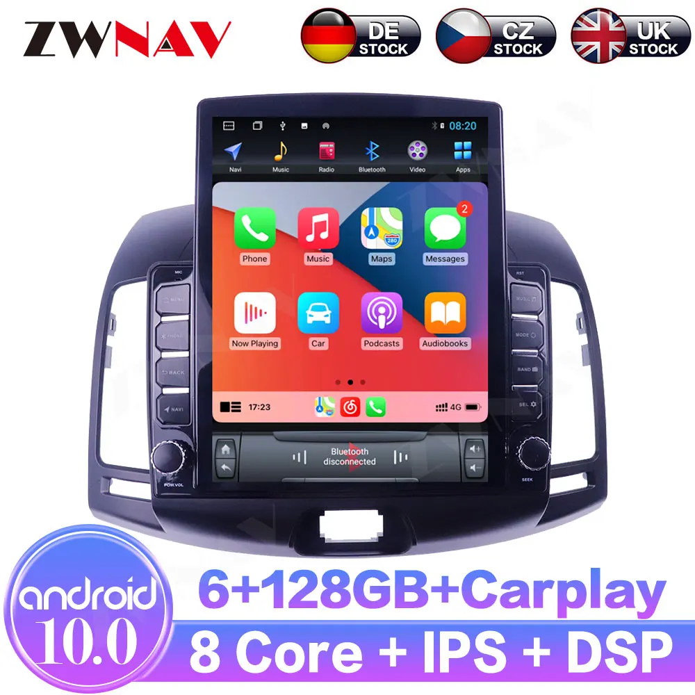 6+128G Android10 For Hyundai Elantra 2008 2009 2010 IPS Touch Screen Receiver Car Multimedia Radio Player GPS Navigation Carplay