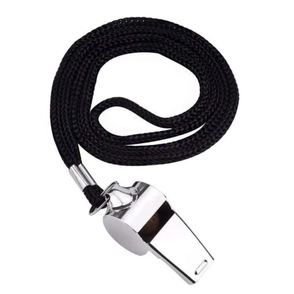 100PCS Stainless Steel Metal Sports Whistle , Metal Referee Whistle And Lanyard Football Soccer