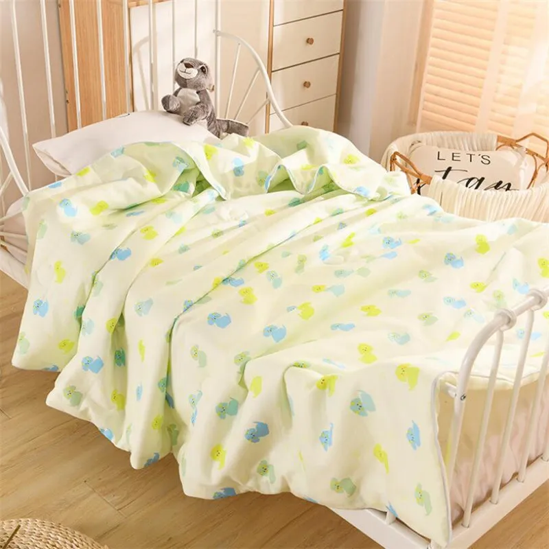 New Muslin Cotton Children Quilt Blanket With Polyester Fiber Filling Summer Light Washable Kids Baby Sleeping Blanket Quilt