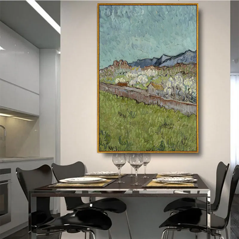 Van Gogh Wheat Field Landscape Canvas Painting Green Ldyllic Scenery Wall Art Posters Famous Oil Painting for Living Room Décor2