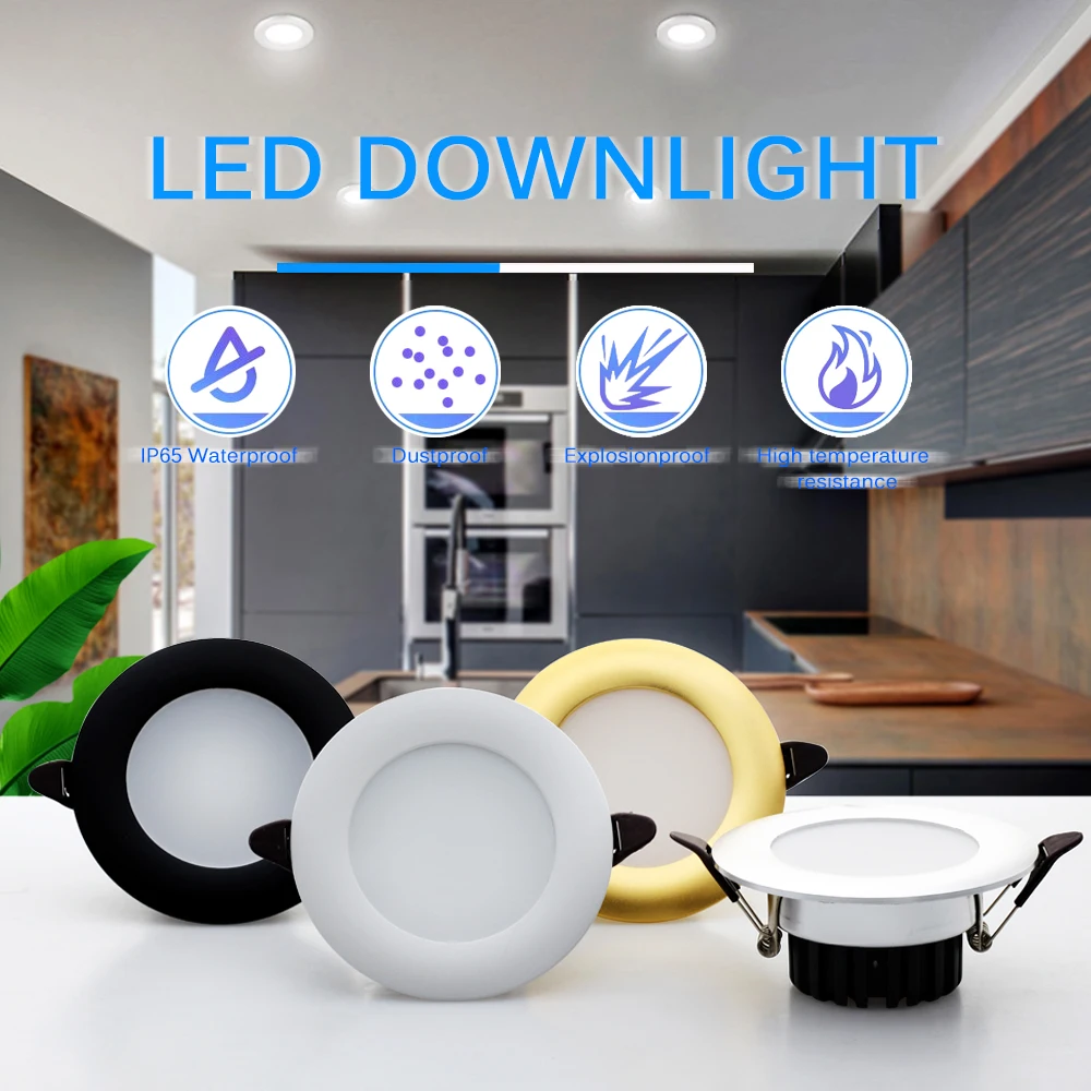 LED Downlight 220V 6W Round Recessed Lamp IP65 Waterproof Antifogging High Quality LED Down Light.