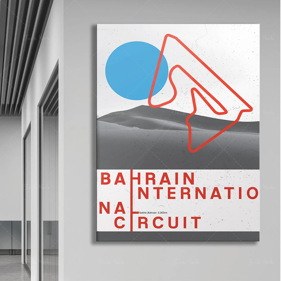 Bahrain International Circuit Gift, , Print, Race Track Circuit Map Typography Poster, Retro Poster