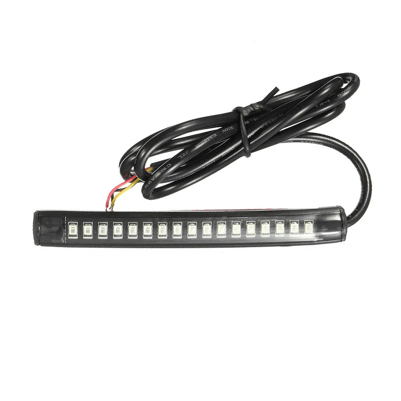 Universal Flexible 17 LED Motorcycle DRL Brake Light Turn Signal Light Strip Number License Plate Light Flashing Tail Stop Light