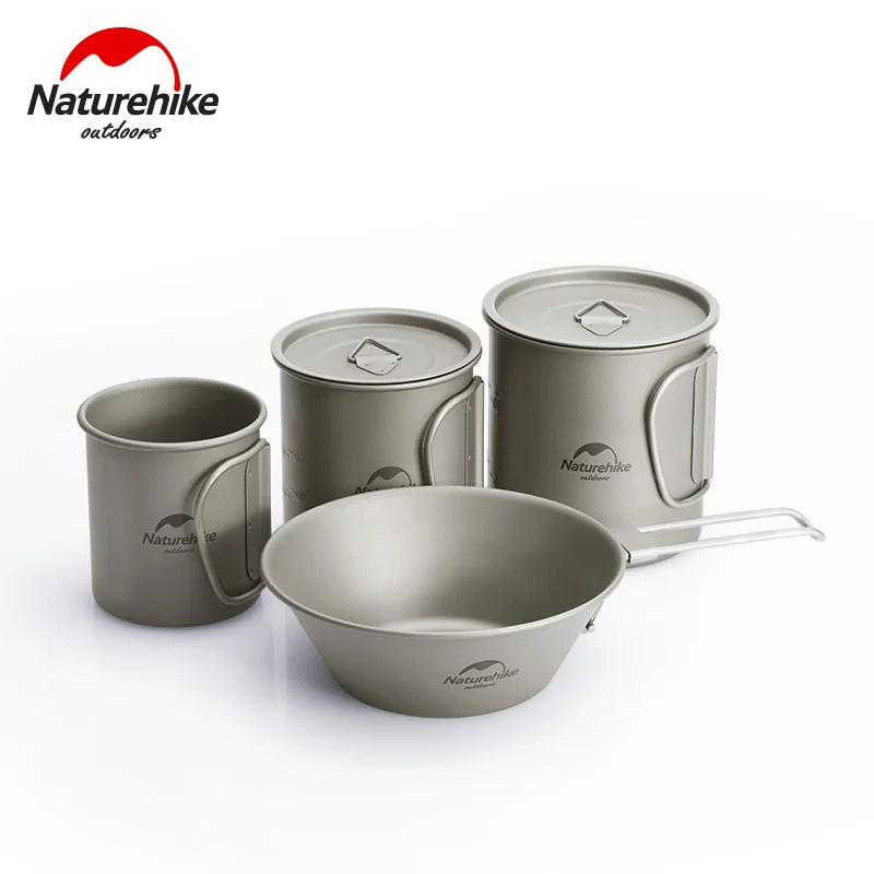 Naturehike-taza de titanio portátil para viaje al aire libre, tazón plegable para hervir agua, utensilios de cocina para Picnic, vajilla para turismo