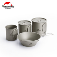 Naturehike Portable Outdoor Travel Camping Titanium Cup Bowl Folding Mug Boil Water Cooking Picnic Utensils Tourist Tableware