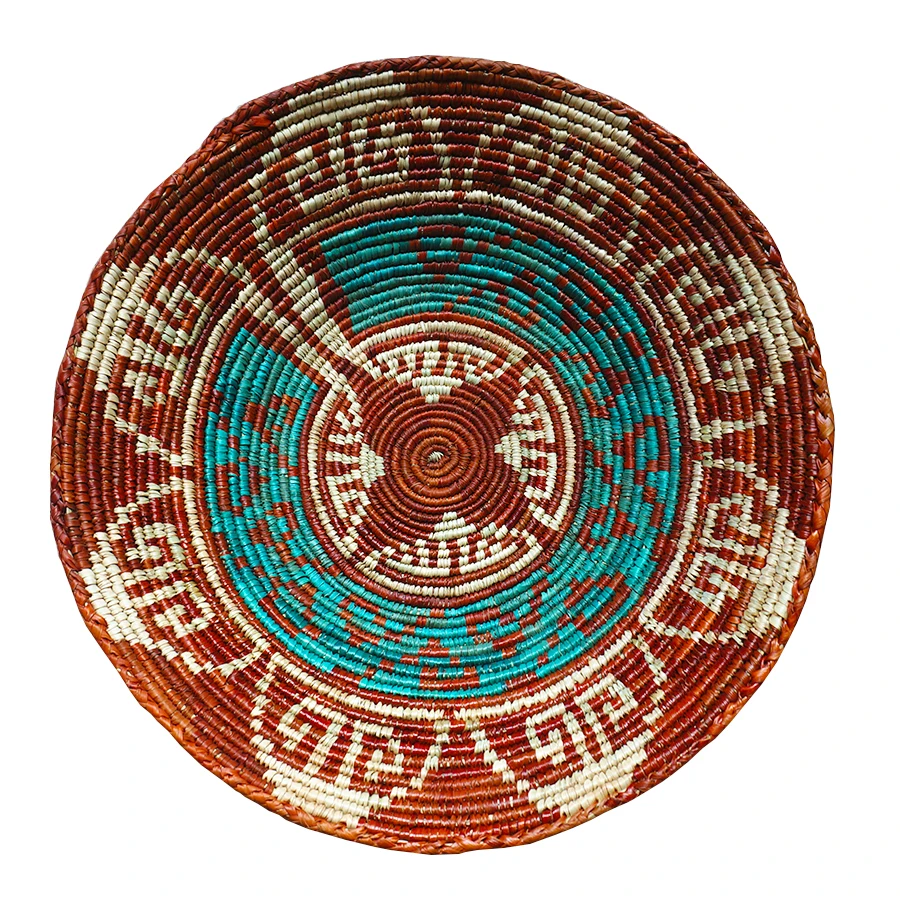 Pakistan Handmade Bamboo Woven Natural Plant Dyed Bamboo Bowls Plates home Decoration Crafts Porch Key Dish Wall Hanging Decor
