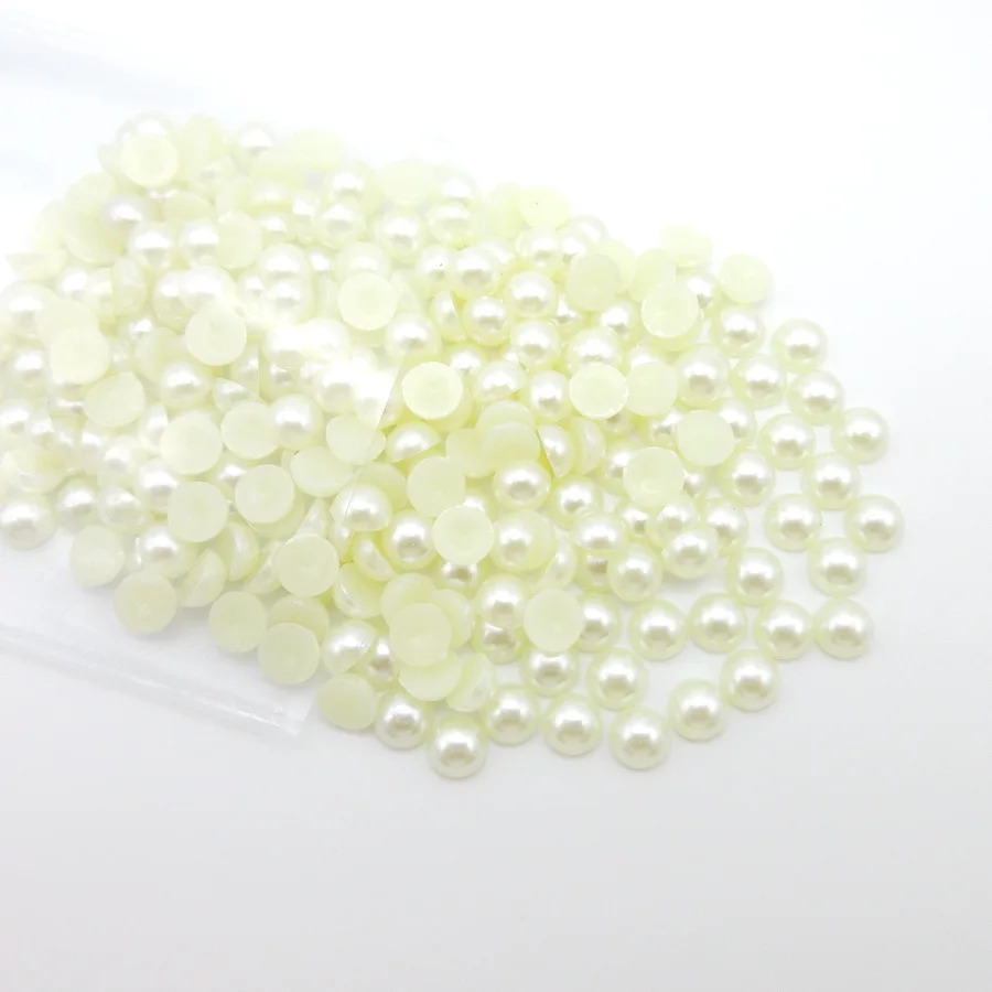 2.5mm-12mm Beige ABS Imitation Pearls Half Round Flatback Resin Pearl Glue On Rhinestones Beads Nail Art Crafts Diy Decoration