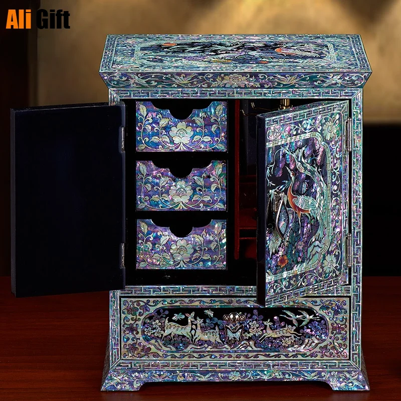 New Fashion Chinese Style Antique Wooden Classical Cabinet Birthday Wedding Gift Jewelry Storage Box Organizer Boxes Case