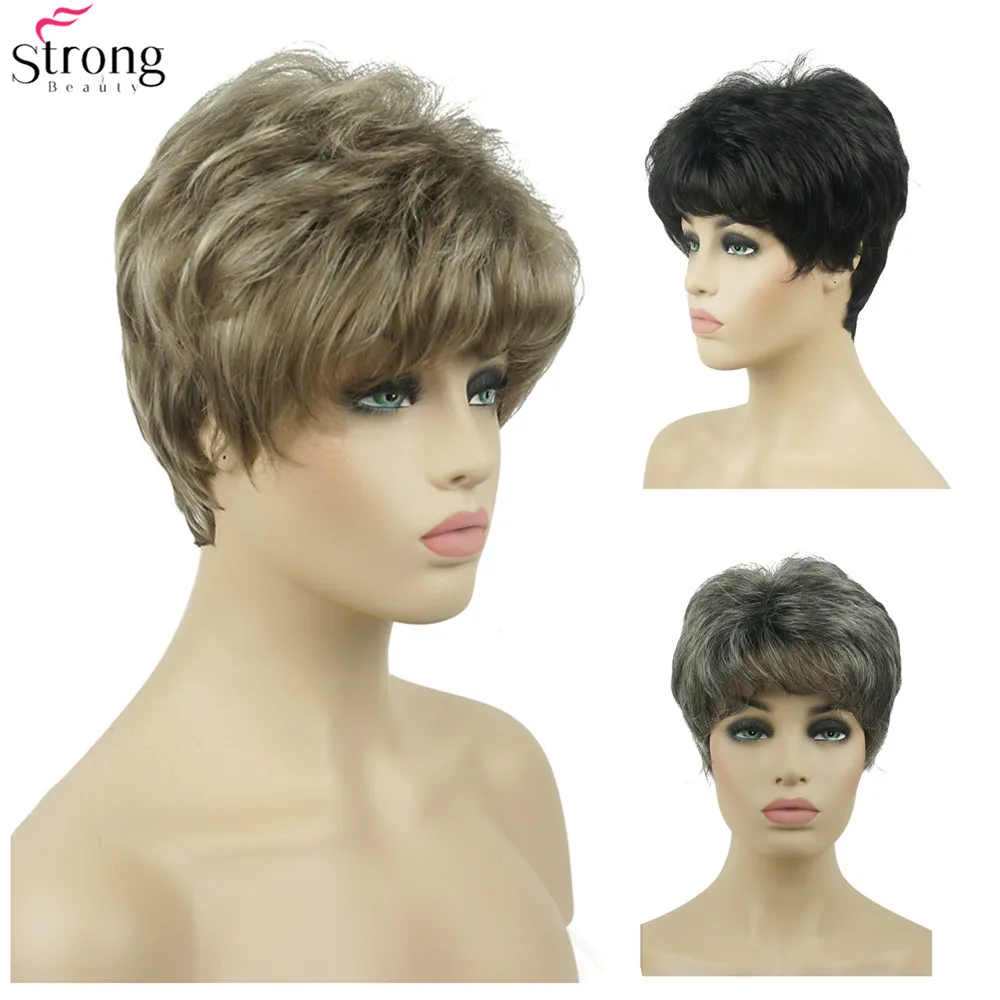 StrongBeauty Women's Wig Short Natural Curly Hair Synthetic Capless Wigs