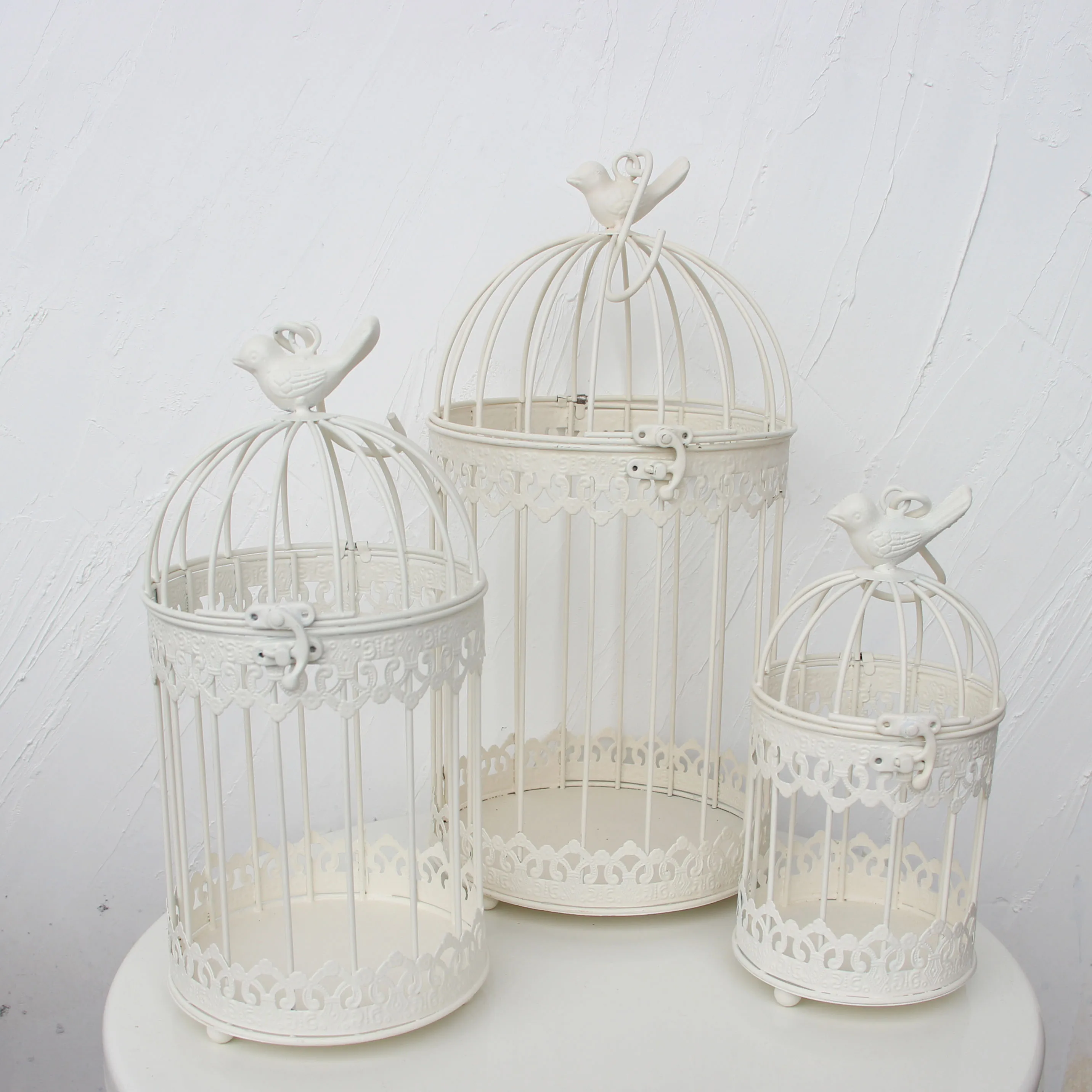 Flowerpot Modern Iron Wrought Metal Bbirdcage White Set bird Cage Decoration Hanging Candleholder succulent plants