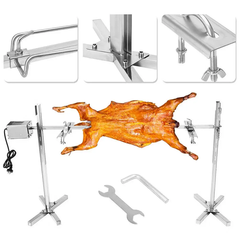 Large Grill Rotisserie Spit Roaster Rod Charcoal BBQ Pig Chicken 15W Motor