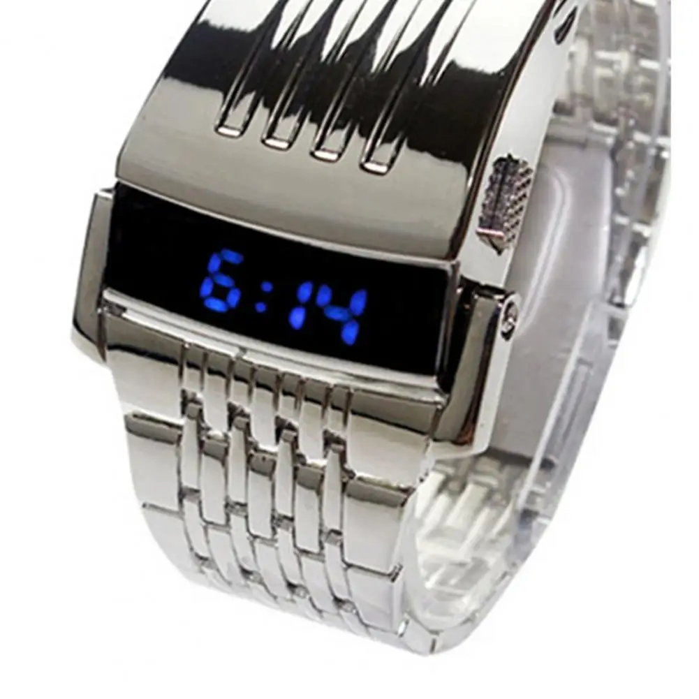 Wrist Watch LED Automatic Energy Saving Mode Stainless Steel Digital Calendar Sport Watch for Officer