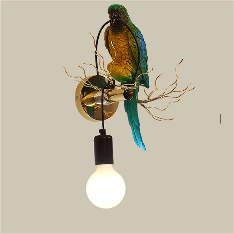 nordic Romantic parrot glass ball wall lamp for bedroom living room country loft decor wall sconces lighting fixtures led luster