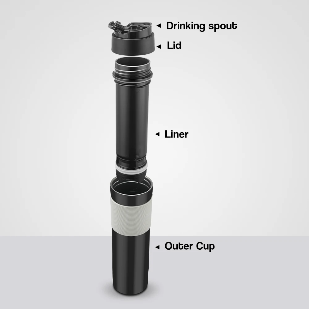 iCafilas Portable French Pressed Coffee Grinder Coffee Tea Bottle Outdoor Travel Camping Bottle for Car Hand Press Maker 350ML