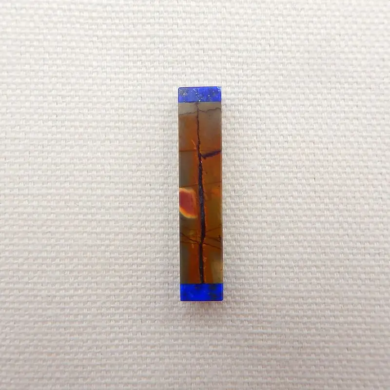 

Natural Stone Multi-color Picasso Jasper And Lapis Lazuli Intarsia Necklace Pendant Bead 30x6x6mm 3g