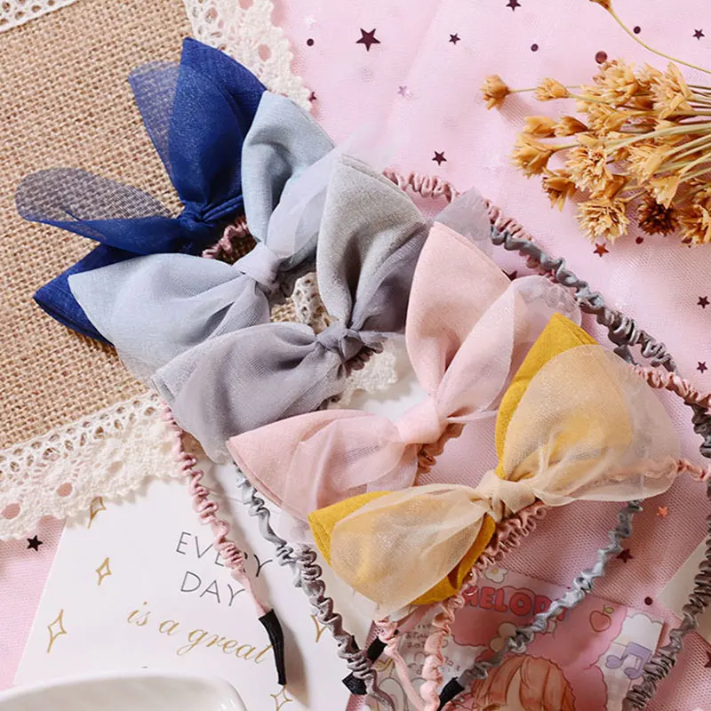 Cute Baby Girls Hair Pins Fabric and Mesh Bow Hair Barrettes Hair Clip Bowknots Clips Headwear Sweet Princess Style Accessories