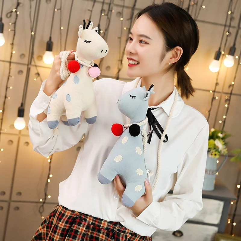 34cm Cute Giraffe Plush Purse Cartoon Animals Shape Crossbody Bag Shoulder Messenger Bag Adult Kid Girls Birthday Presents