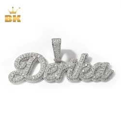 THE BLING KING Custom Cursive Letter Baguettecz Chain Iced Out 2 Layer Cubic Zircon Name Necklace Personalized Hiphop Jewelry