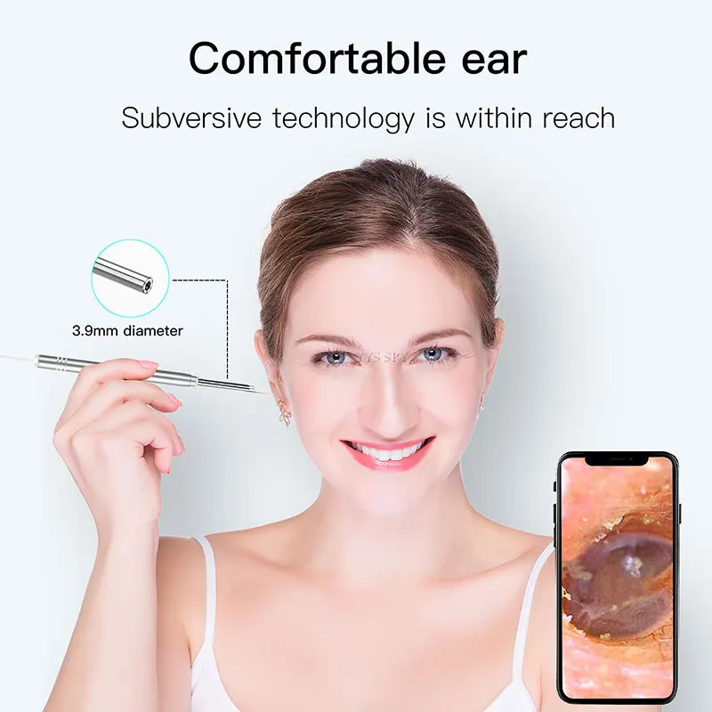 3 In 1 3.9mm Ear Spoon Visual Endoscope Mini Camera HD Video Photographic Lumious Nose USB Otoscope for Android OTG UVC Phone