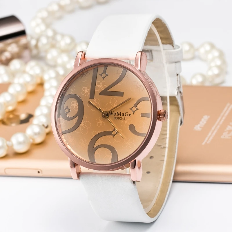 Montre-bracelet en cuir pour femmes, à Quartz, décontractée, tendance