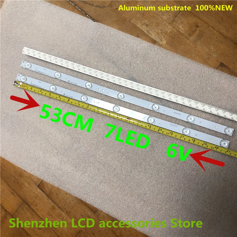 9Pieces/lot LED backlight strip   General LCD TV light bar   53CM  7LED  6V  aluminium   100%NEW