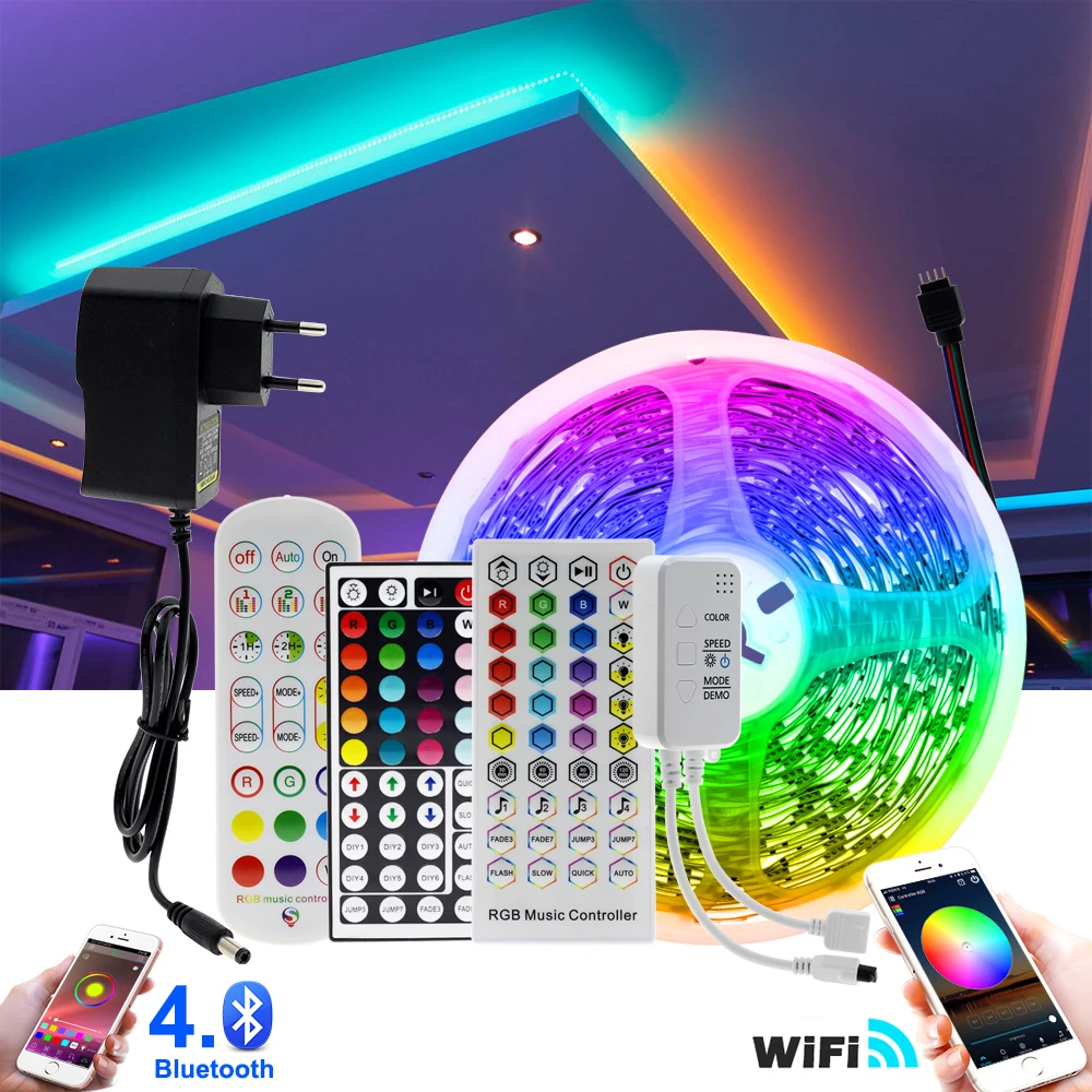 Listwy RGB LED światła 5m 10m 20m 5050 RGB zmienny DC12V elastyczna taśma LED WiFi/Bluetooth/sterowanie muzyką taśmy LED RGB.