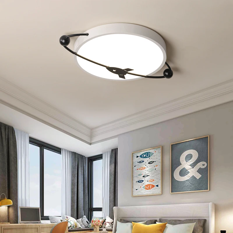 

Round Modern led ceiling lights for children room boy kids bed black+white color lamp fixtures free shipping