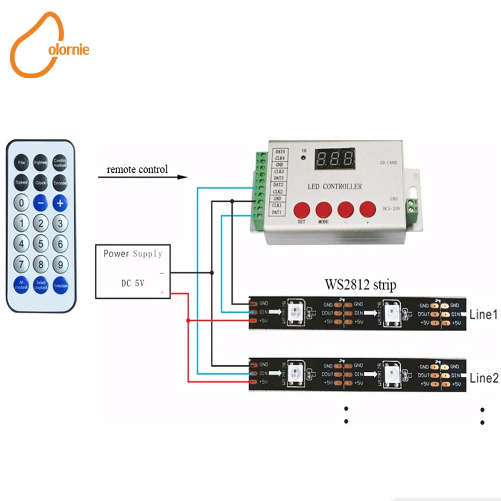 LED Pixel Controller 6144 pixels SD Card Programmable Controller DMX Console TM1809 WS2811 WS2801 LPD8806 WS2812 DMX Led Strip