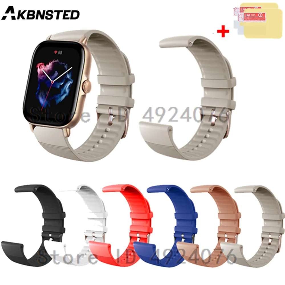 Dây Đeo Silicone Cho Amazfit GTS3 Ban Nhạc Chính Thức Dây Đeo Tay Cho Amazfit GTS2 GTS2e GTS 3 Dây Correa Vòng Tay Srceen Tấm Bảo Vệ
