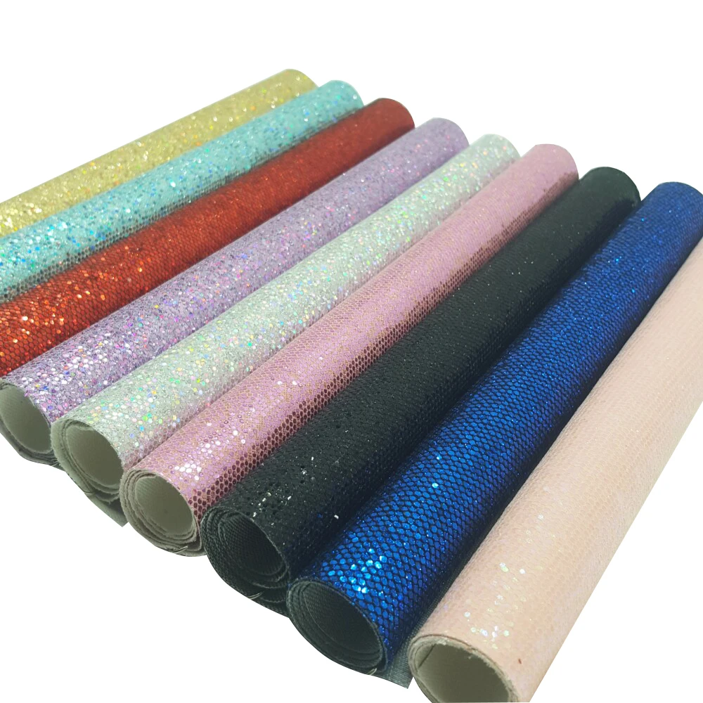 22*30cm Colorful Glitter Fabric A4 Faux Leather Sheets Handmade Bags Shoe Materials DIY Hairbow Accessories Synthetic Leather