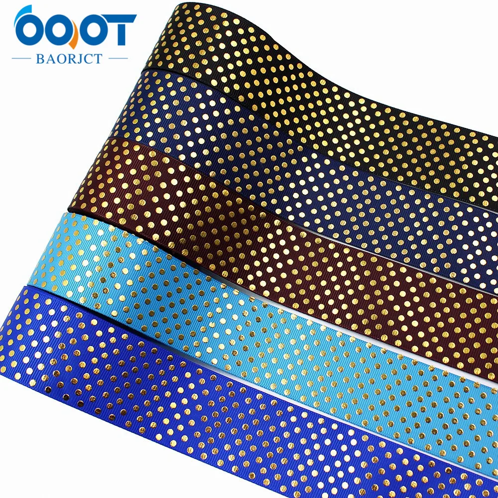 Solid Color Dots Geometric Hot Stamping Grosgrain Ribbons,38MM,10Yards Bow Cap DIY Accessories Decorations M-21112-36