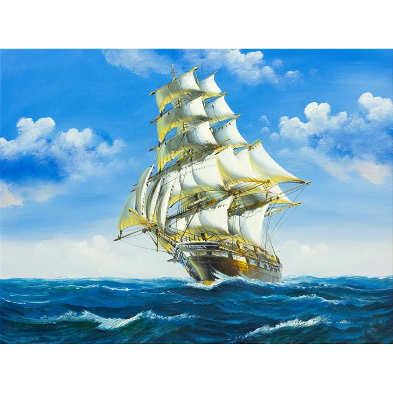 DIY 5D Diamond Painting Sailboat Diamond Embroidery Ship Cross Stitch Full Round Square Drill Mosaic Manual Art Gift Home Decor