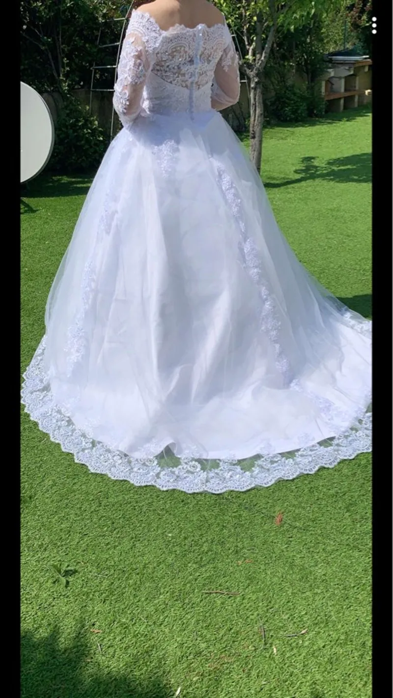 Vestido De Noiva Princess Wedding Dresses 2022 Garden Off Shoulder Sheer Long Sleeve Beaded Arabic Robe De Mariage Bridal Gown