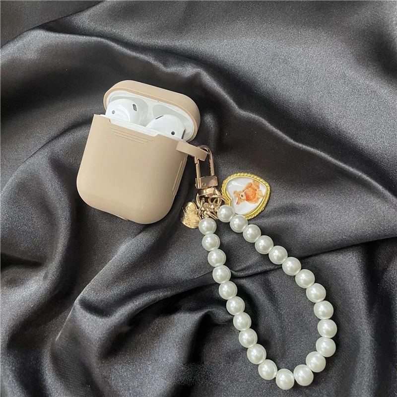 Super Cute Silicone Earphone Case For Apple airpods 1 2 3 Pro Bluetooth Headset Cover Box Shell With Luxury Pearl Bear Keychain