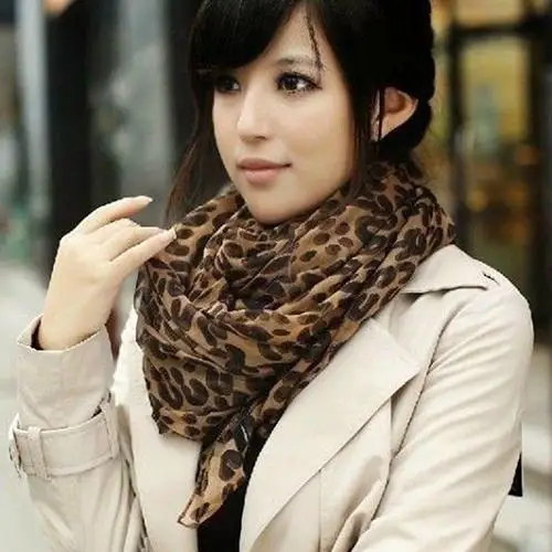 Ladies Fashion Long Leopard Print Shawl Scarf Wrap Ladies Chiffon Scarf Ladies Print Warm Bandana Scarf Best Party Gift